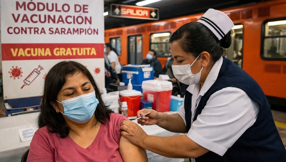 Vacunan contra el sarampion en estaciones del metro